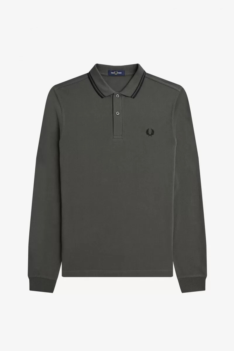 fred perry m3636 camicia da uomo verde campo nera