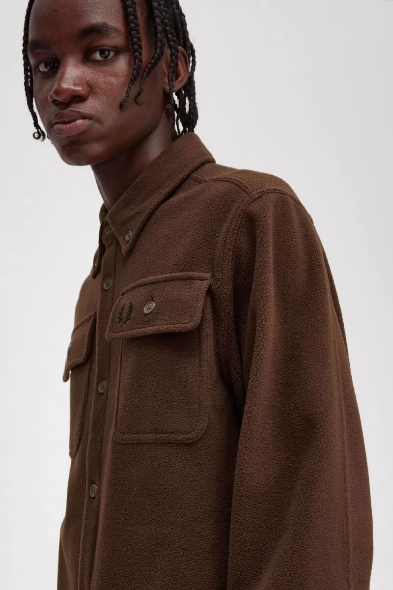 camicia da uomo in pile fred perry burnt tobacco