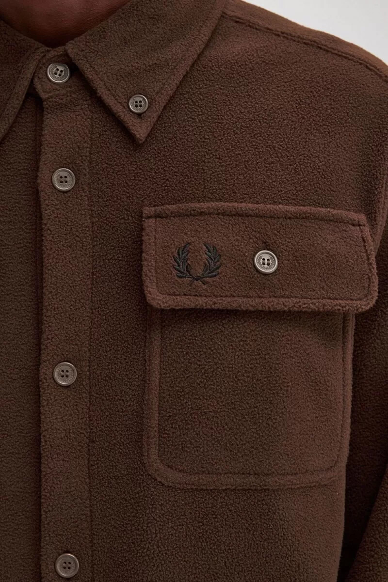 camicia da uomo in pile fred perry burnt tobacco