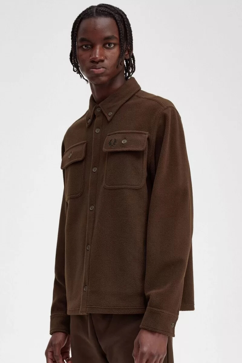 camicia da uomo in pile fred perry burnt tobacco