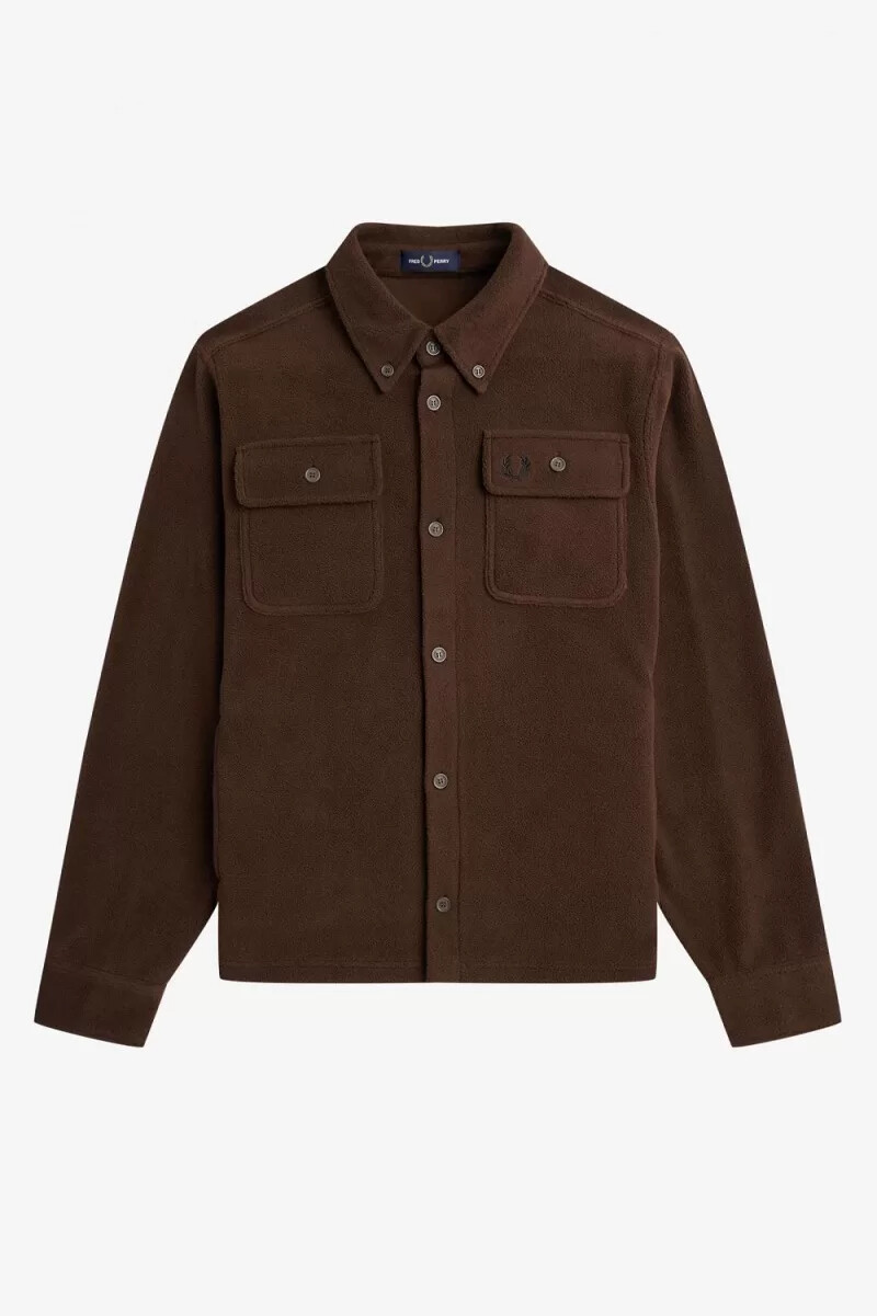 camicia da uomo in pile fred perry burnt tobacco