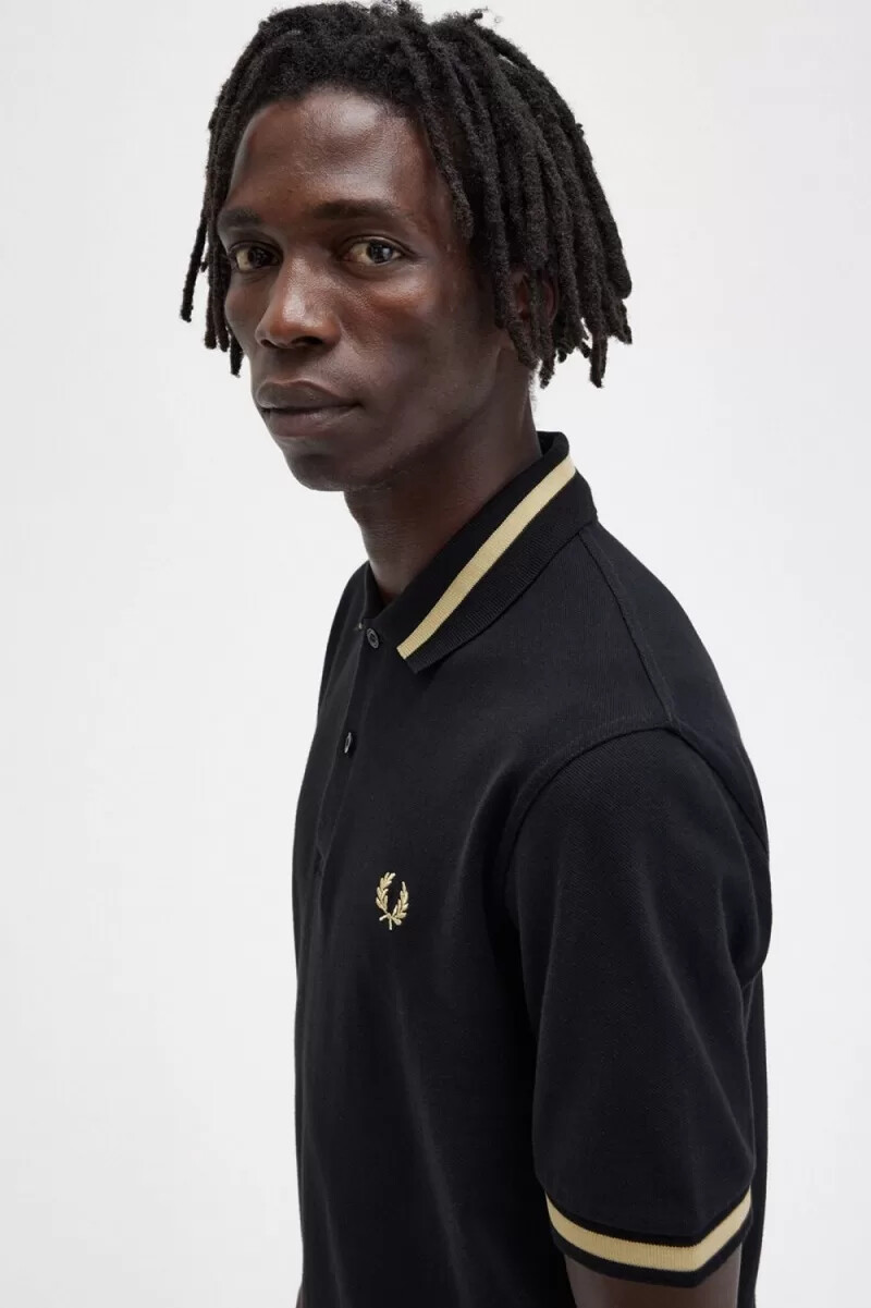 camicia da uomo fred perry m2 nera champagne