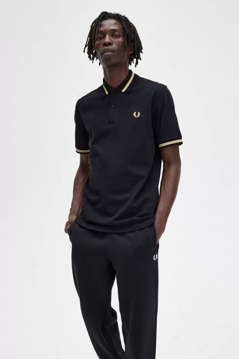 camicia da uomo fred perry m2 nera champagne