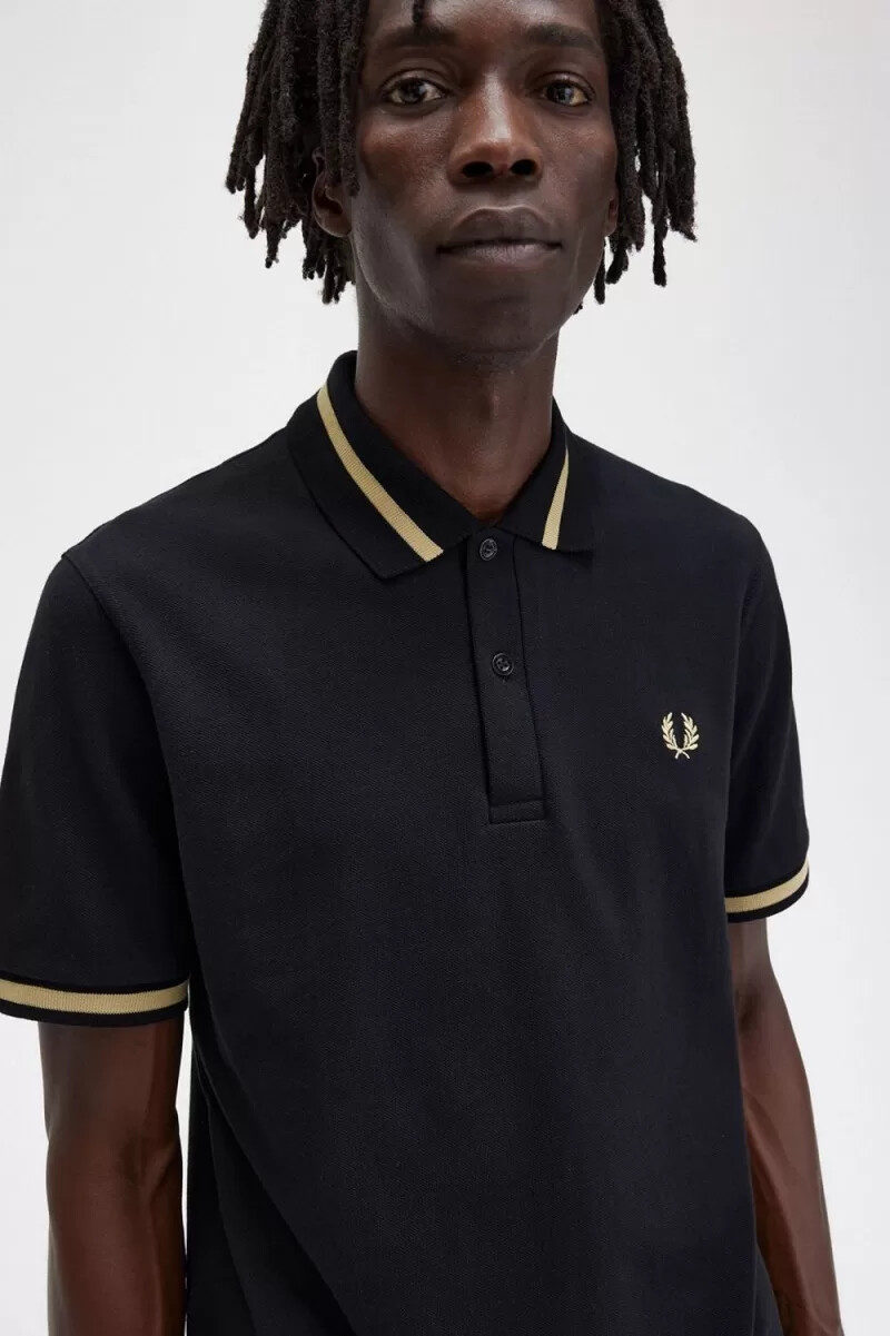 camicia da uomo fred perry m2 nera champagne
