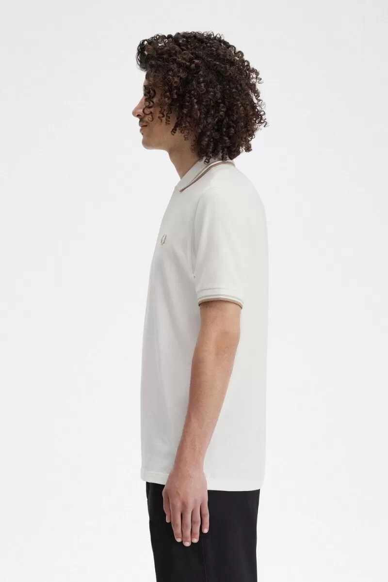 fred perry m3600 camicia da uomo bianco neve verde avena