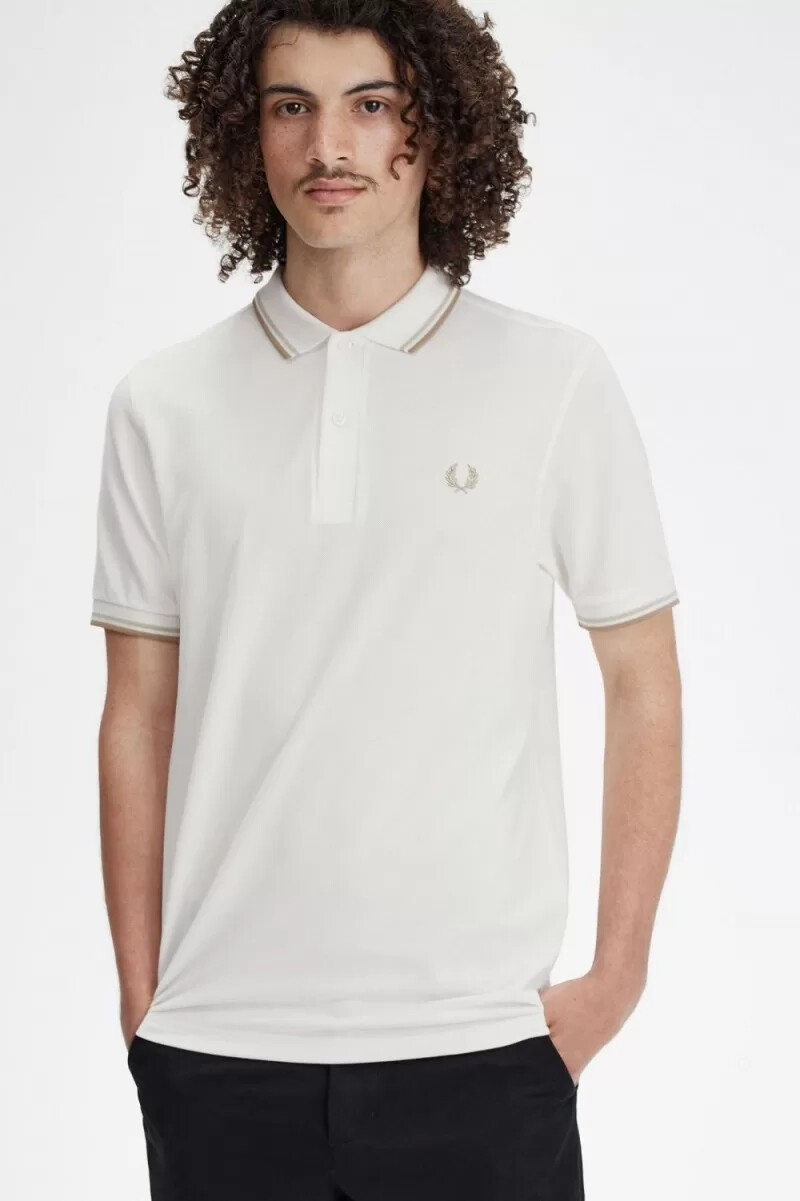 fred perry m3600 camicia da uomo bianco neve verde avena