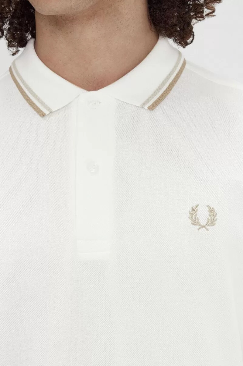 fred perry m3600 camicia da uomo bianco neve verde avena