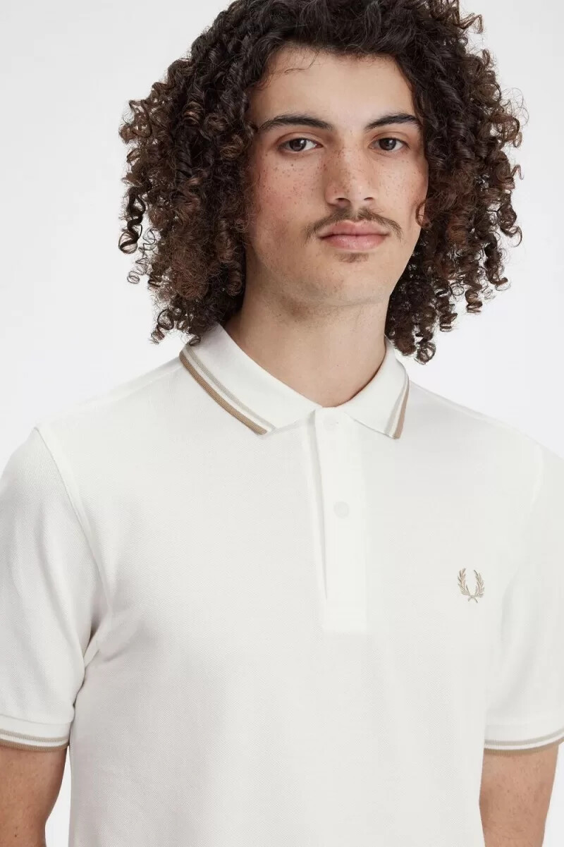 fred perry m3600 camicia da uomo bianco neve verde avena
