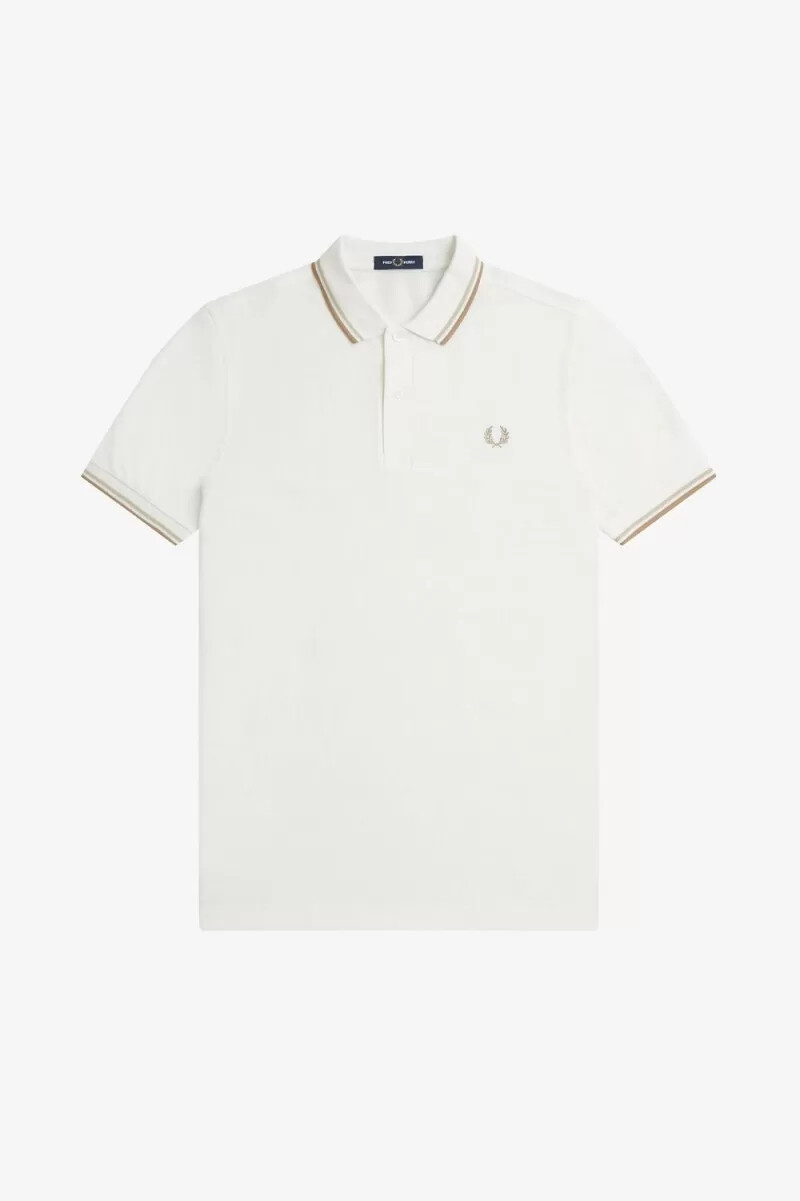 fred perry m3600 camicia da uomo bianco neve verde avena