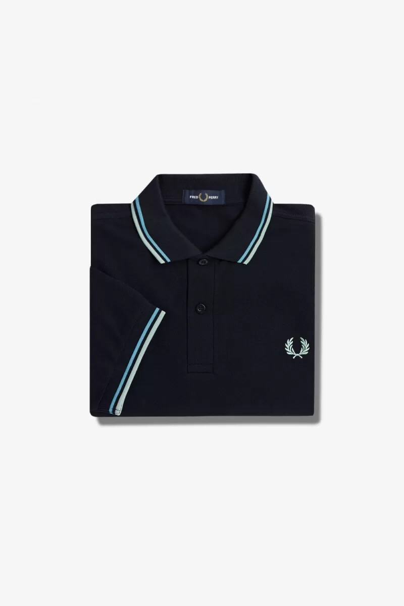 fred perry m3600 camicia da uomo blu navy blu argento