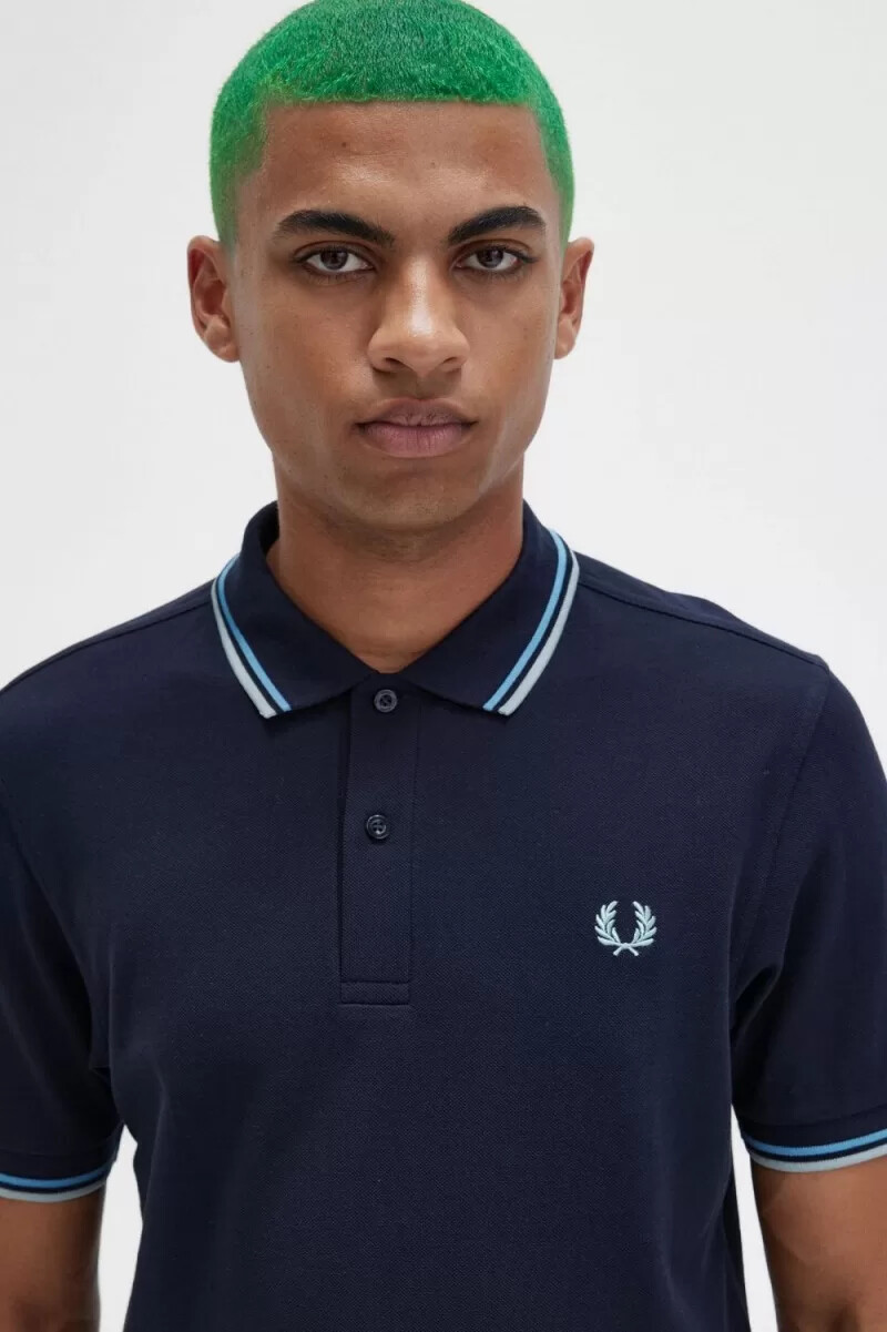 fred perry m3600 camicia da uomo blu navy blu argento