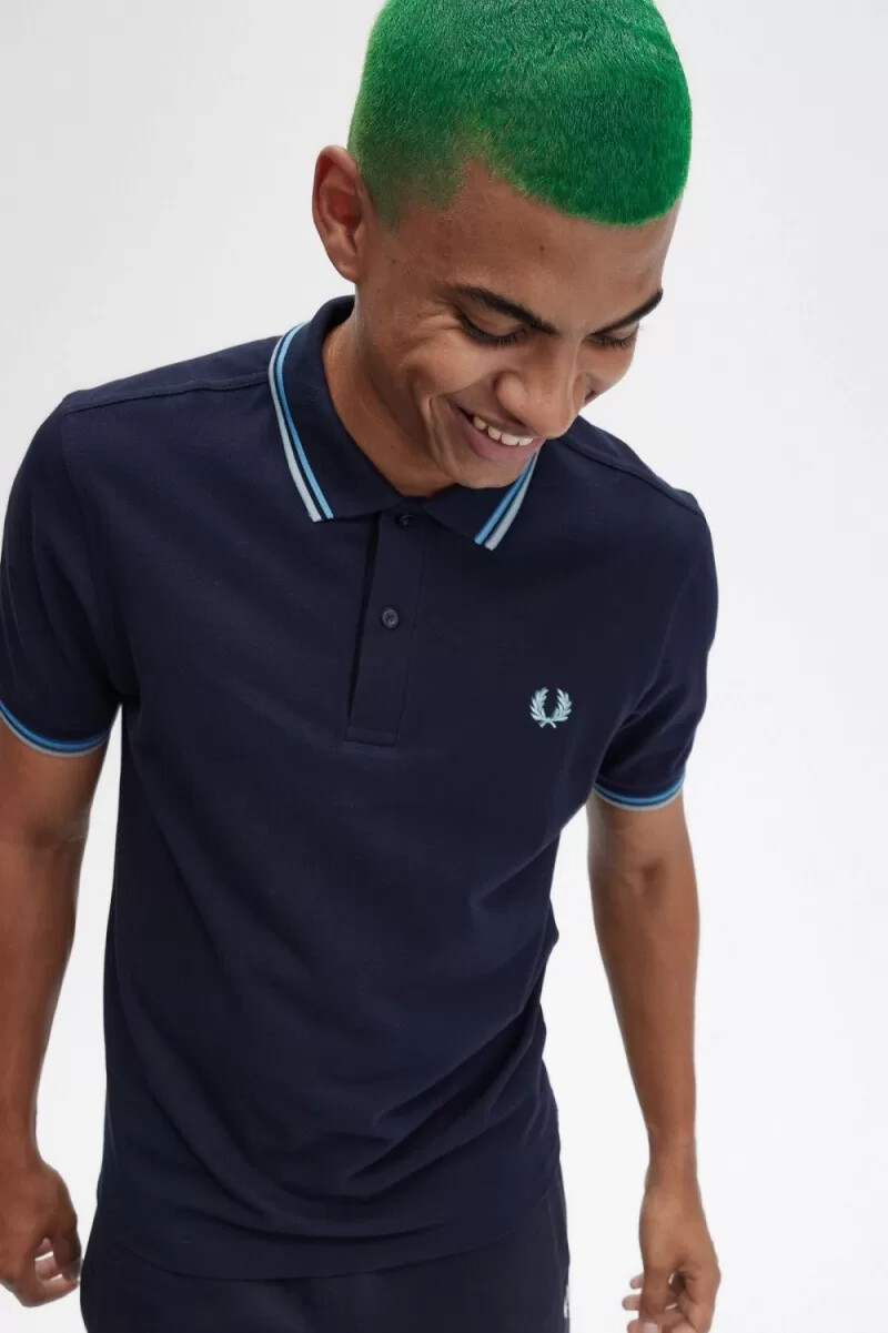 fred perry m3600 camicia da uomo blu navy blu argento