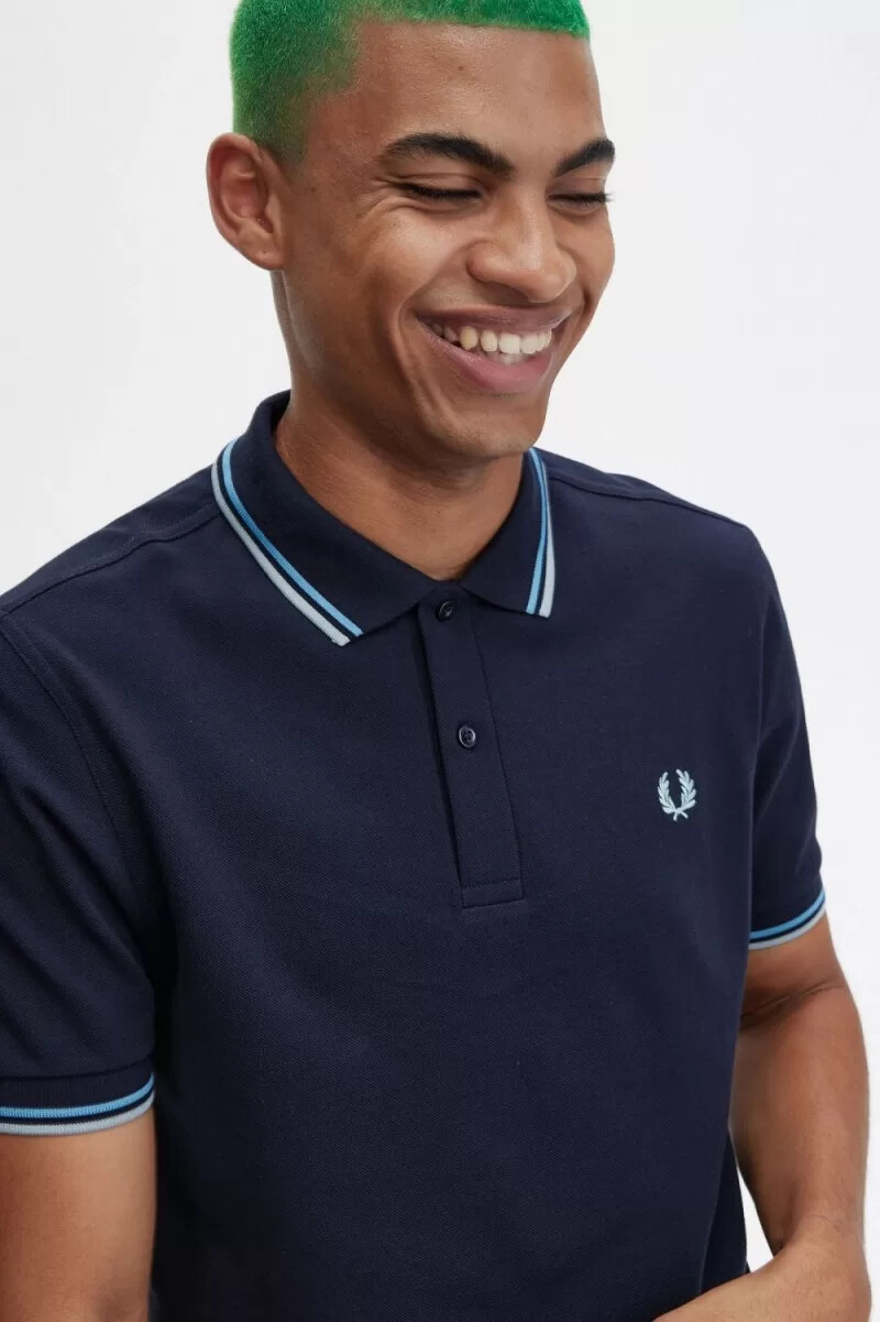 fred perry m3600 camicia da uomo blu navy blu argento