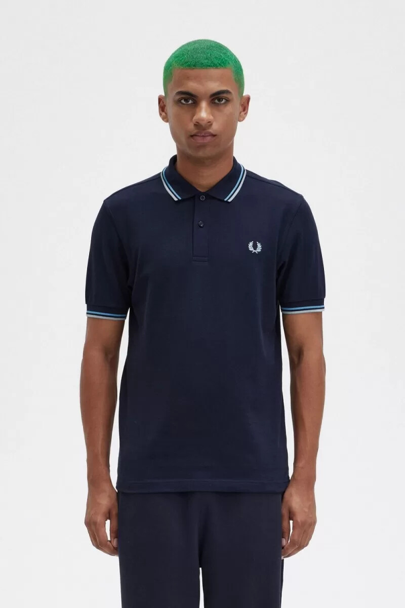fred perry m3600 camicia da uomo blu navy blu argento