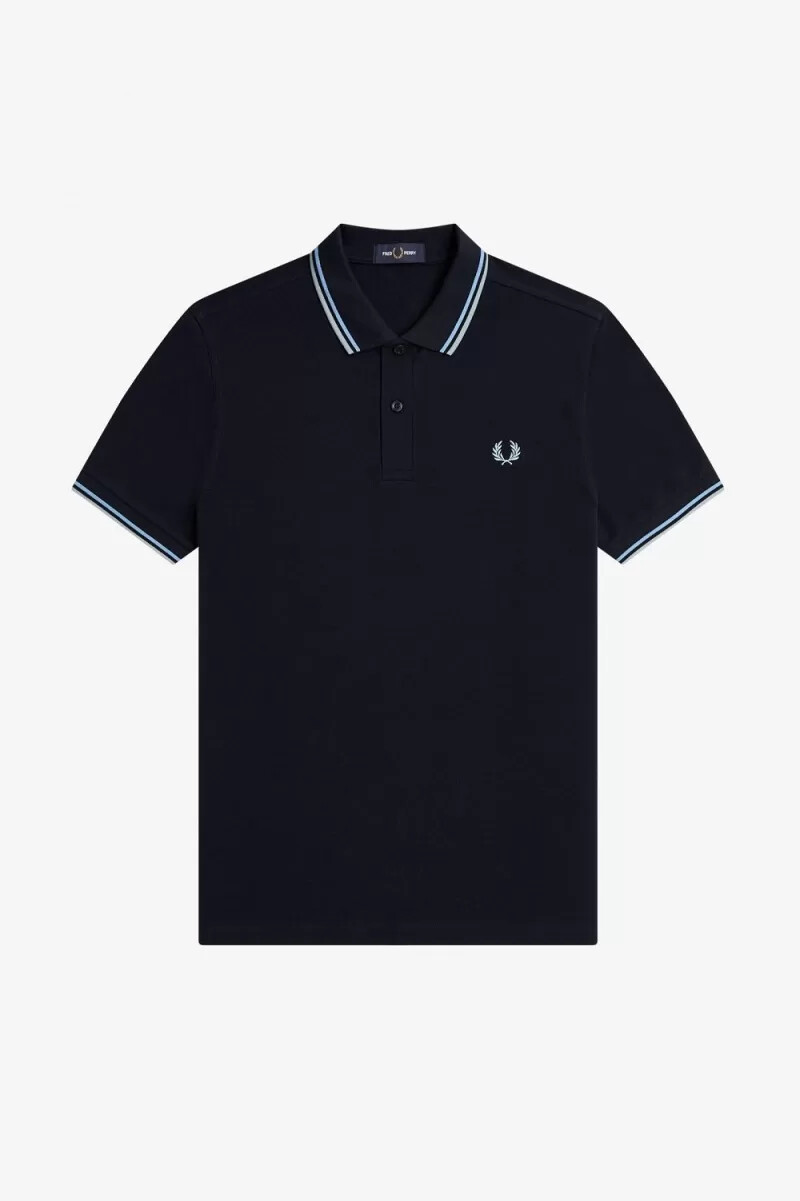 fred perry m3600 camicia da uomo blu navy blu argento