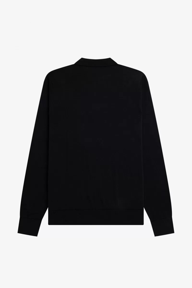 camicia da uomo in maglia a righe verticali fred perry nera