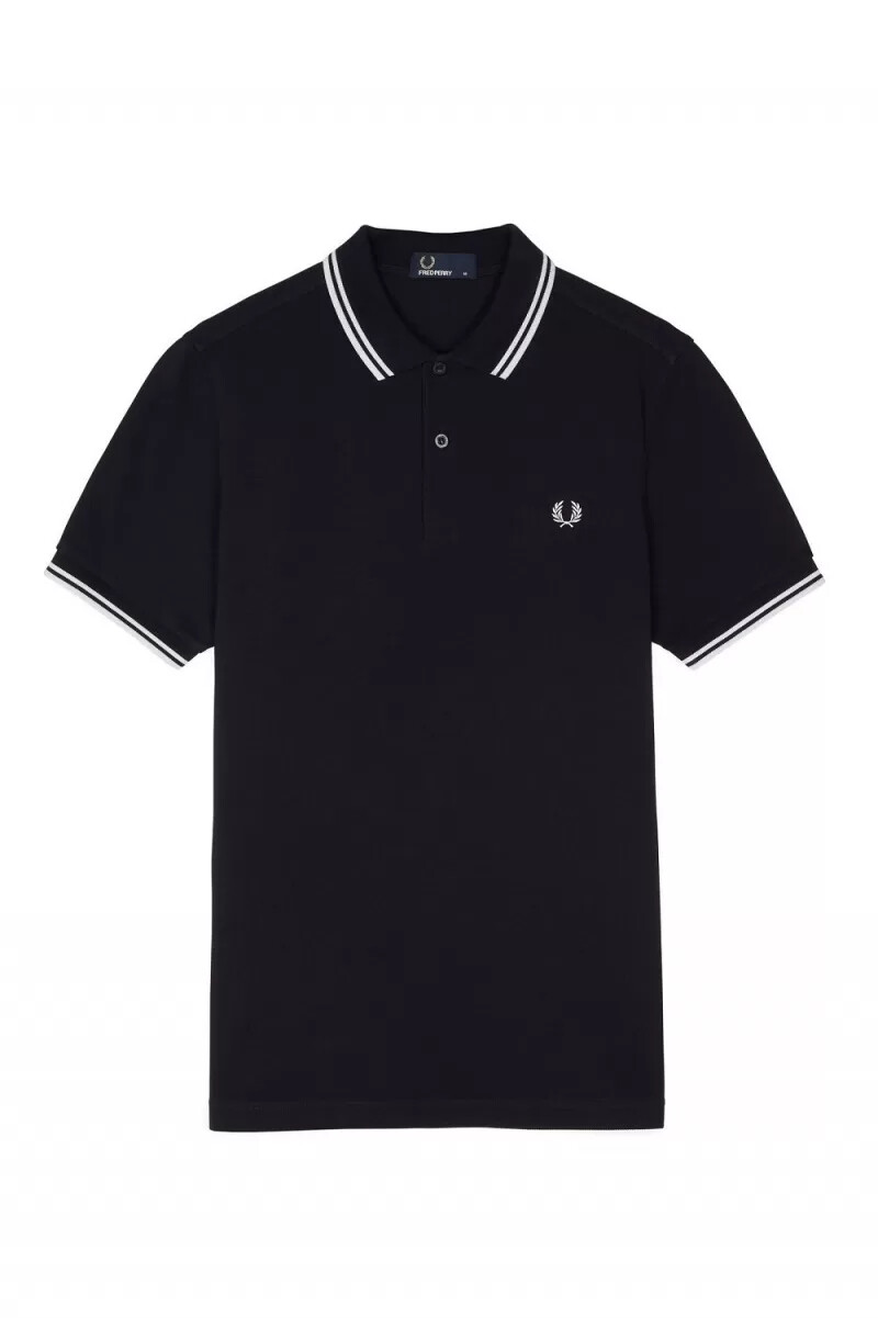 fred perry m3600 camicia da uomo blu navy e bianca