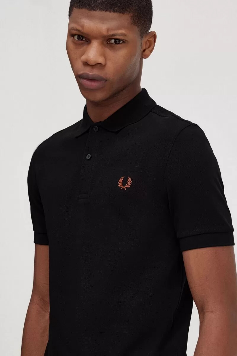fred perry m6000 camicia da uomo nera whisky brown