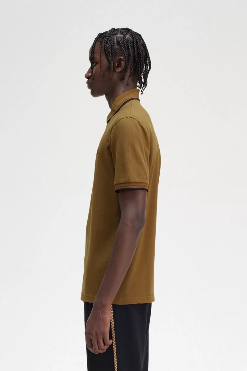 fred perry m12 camicia da uomo caffè scuro whisky marrone nero