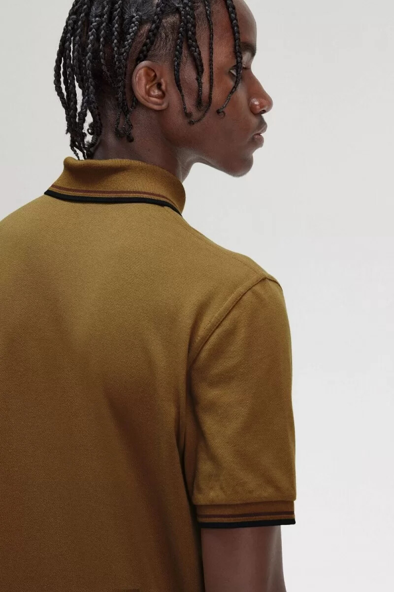 fred perry m12 camicia da uomo caffè scuro whisky marrone nero