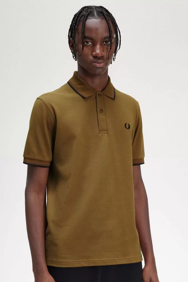 fred perry m12 camicia da uomo caffè scuro whisky marrone nero