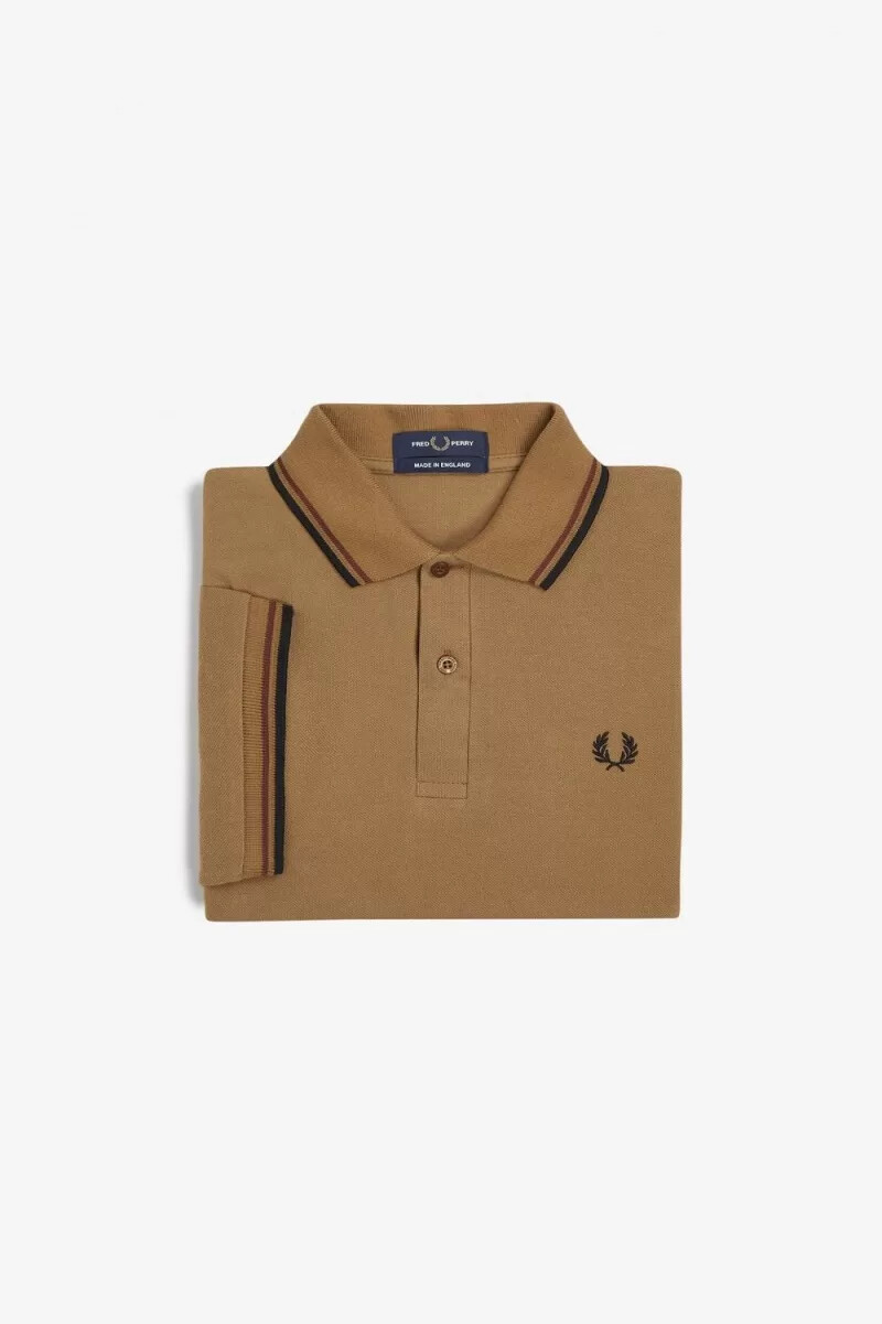 fred perry m12 camicia da uomo caffè scuro whisky marrone nero