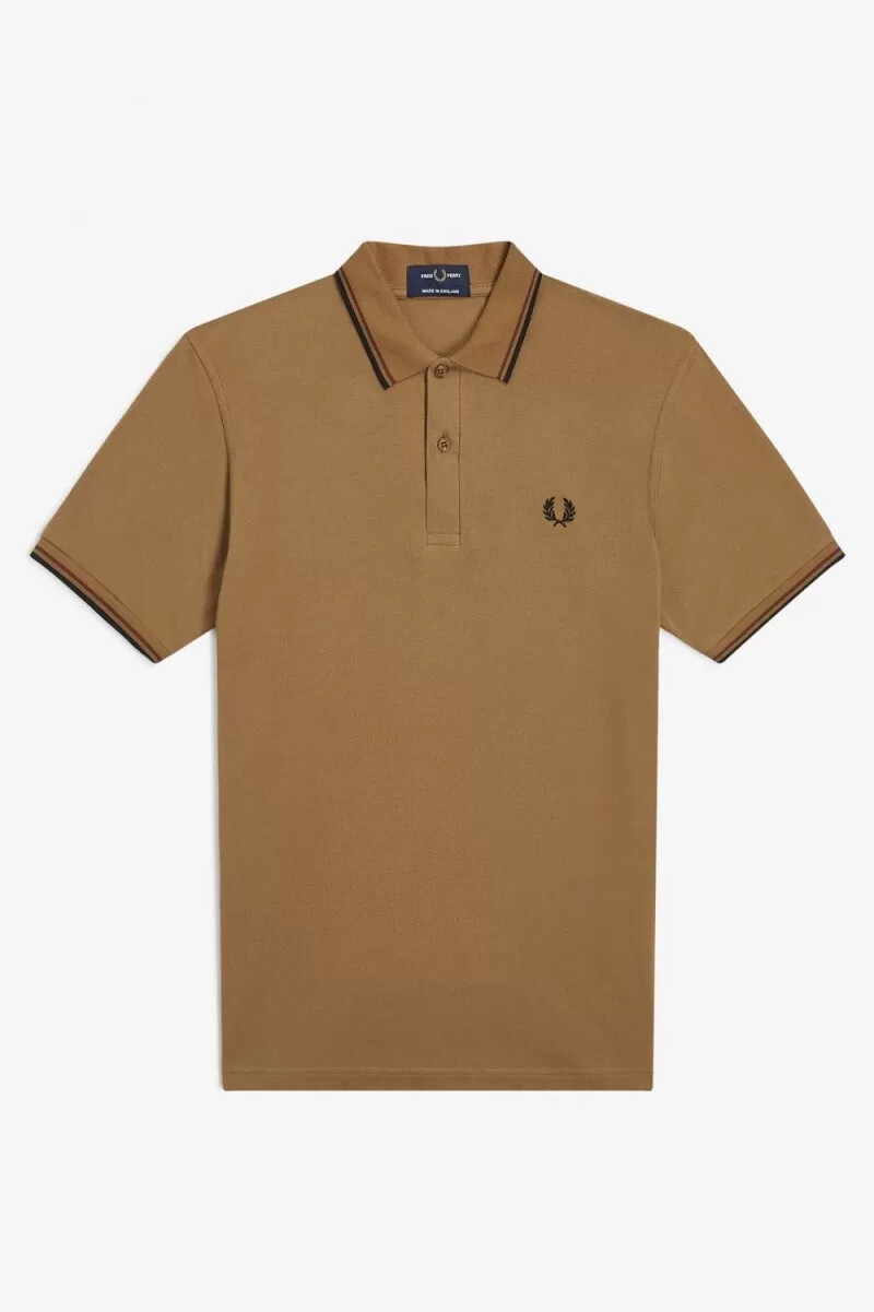 fred perry m12 camicia da uomo caffè scuro whisky marrone nero