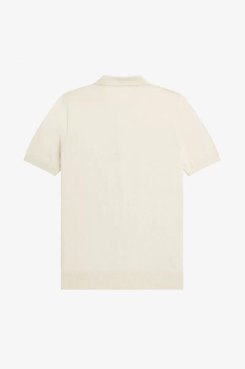 camicia da uomo in maglia con pannello tonale fred perry beige