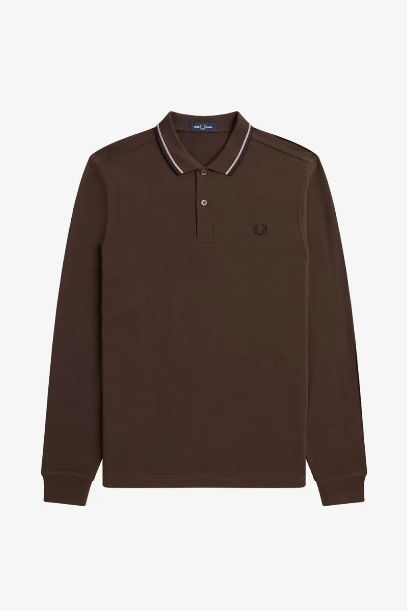 fred perry m3636 camicia da uomo burnt tobacco rosa scuro nero