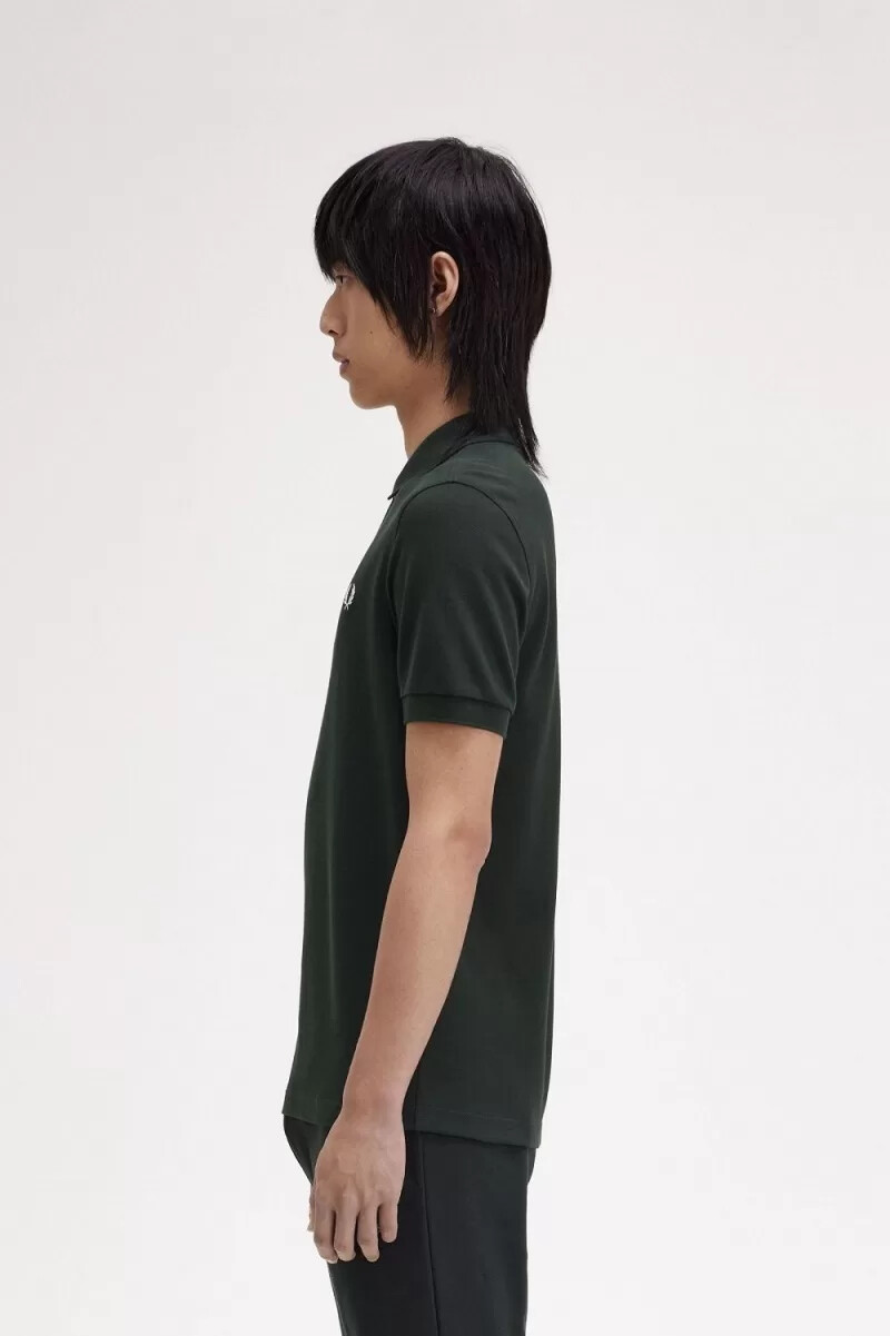 fred perry m6000 camicia da uomo verde notte bianco neve