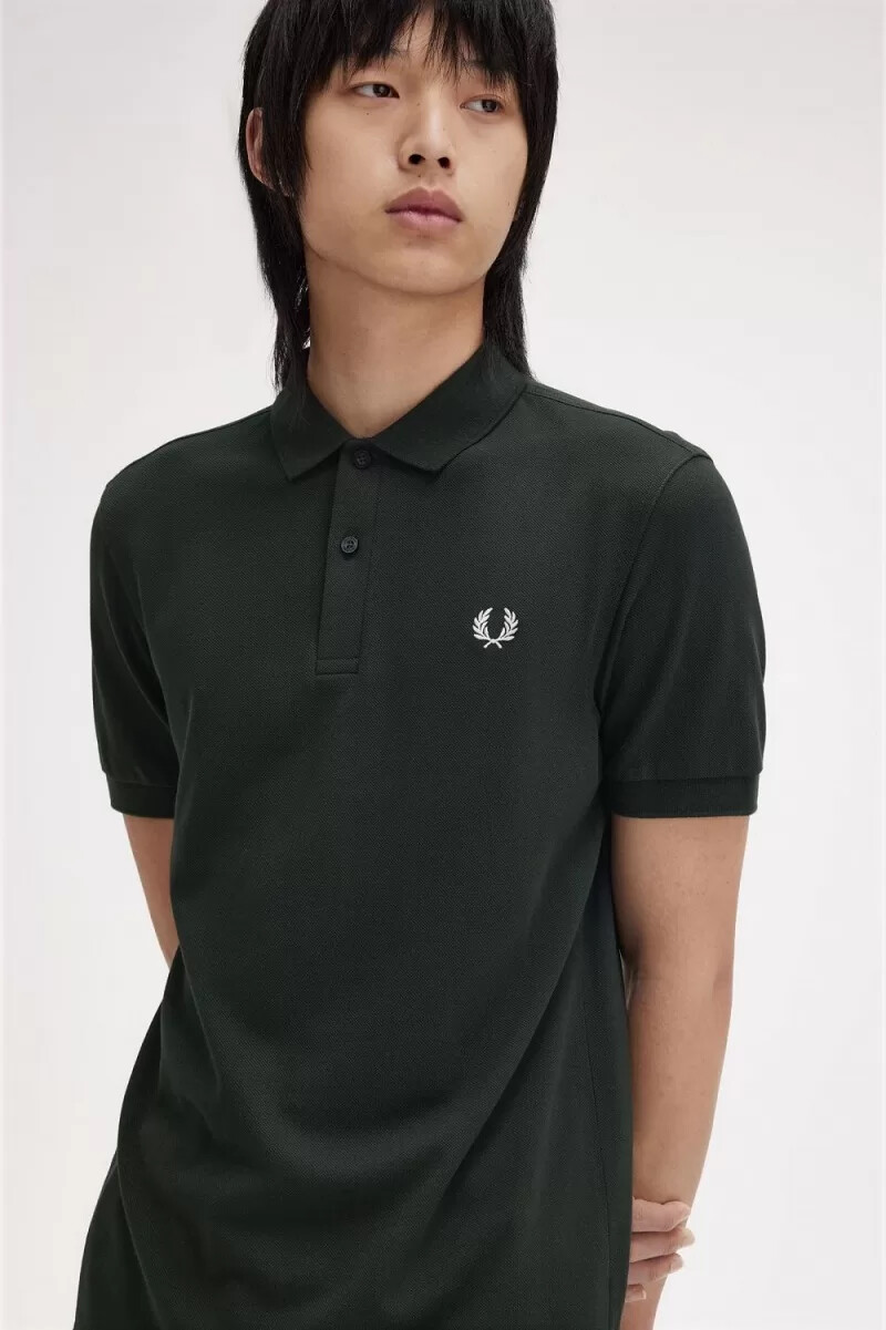 fred perry m6000 camicia da uomo verde notte bianco neve