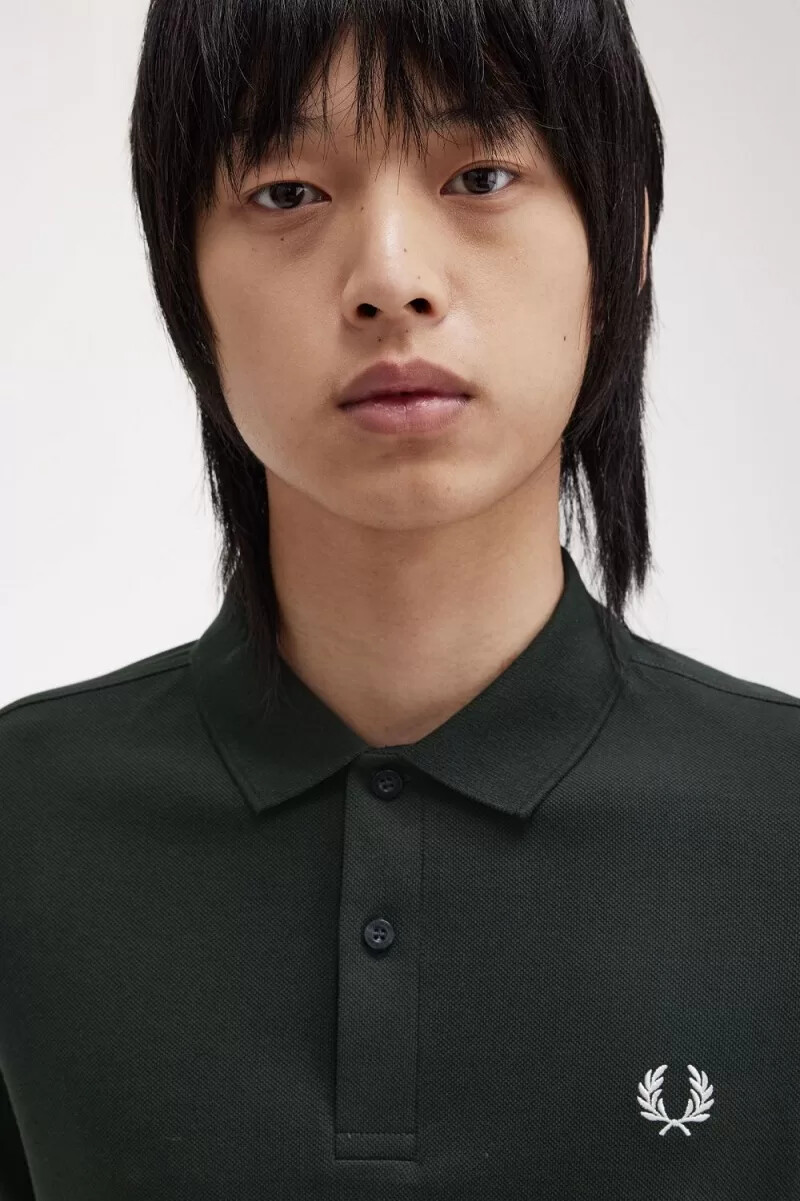 fred perry m6000 camicia da uomo verde notte bianco neve
