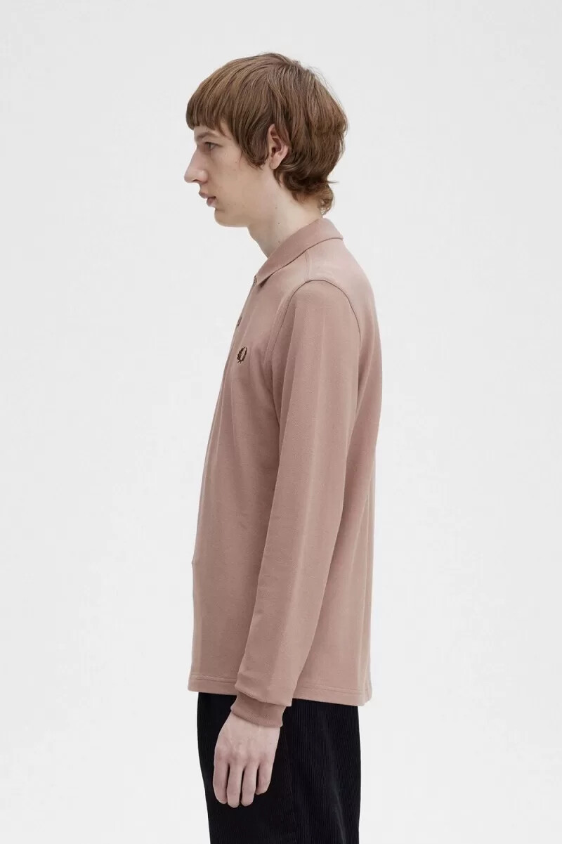 fred perry m6006 camicia da uomo rosa scuro tabacco bruciato