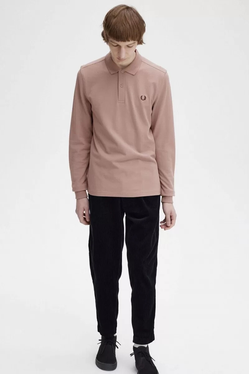 fred perry m6006 camicia da uomo rosa scuro tabacco bruciato