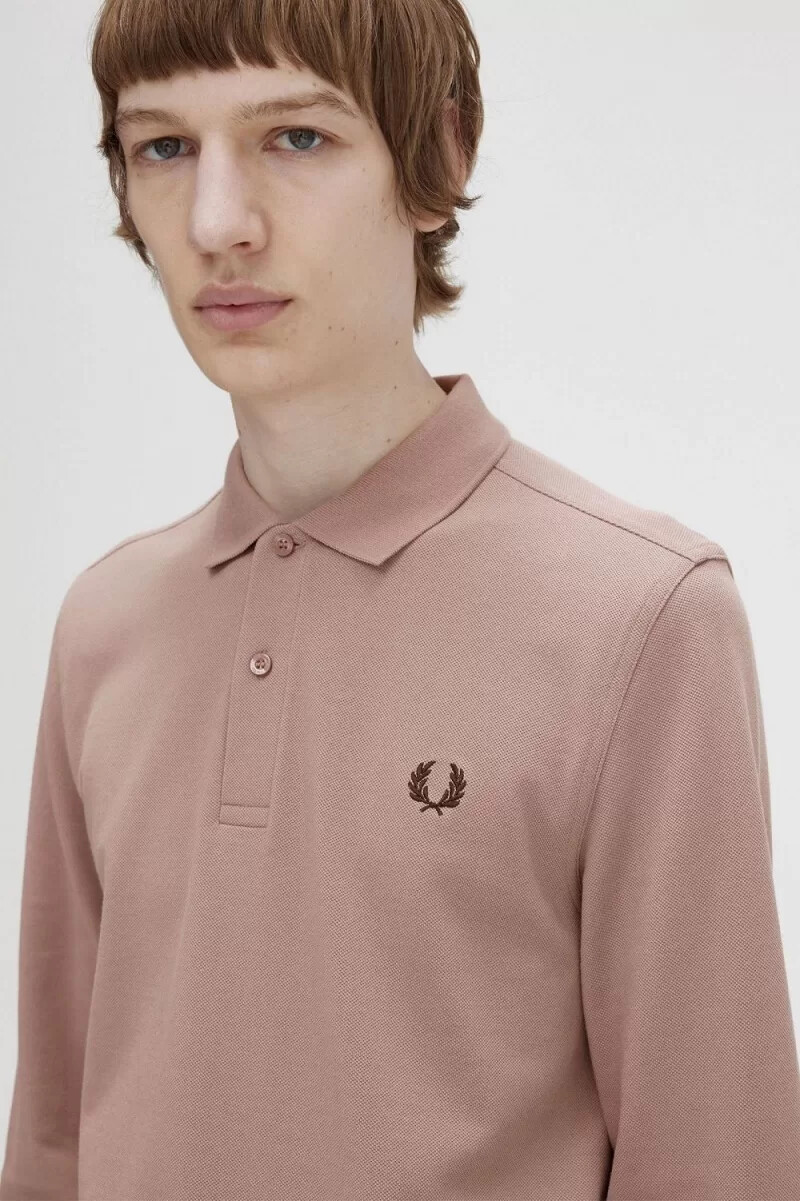 fred perry m6006 camicia da uomo rosa scuro tabacco bruciato