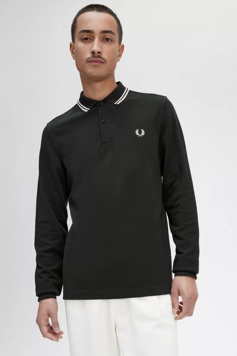 fred perry m3636 camicia da uomo verde notte bianco neve