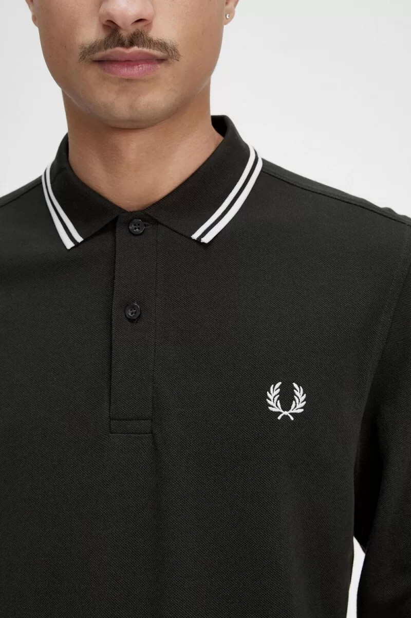 fred perry m3636 camicia da uomo verde notte bianco neve