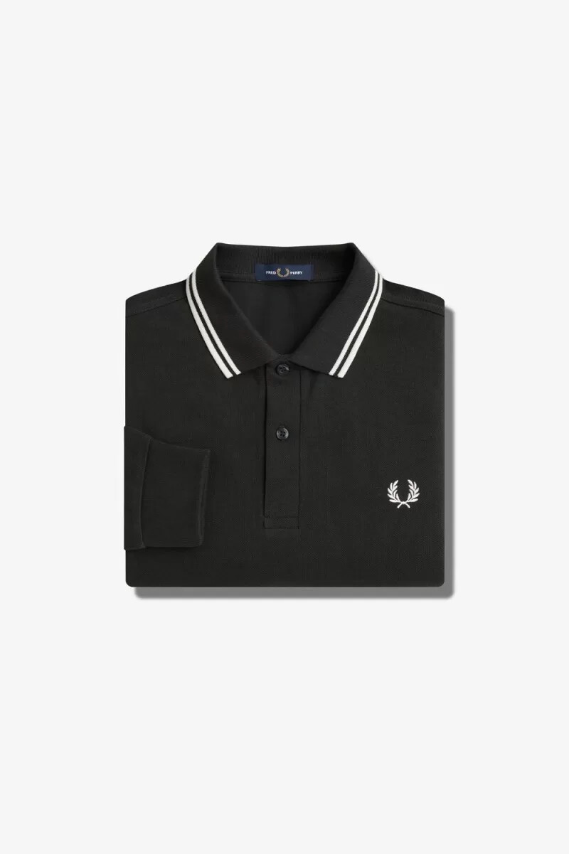 fred perry m3636 camicia da uomo verde notte bianco neve