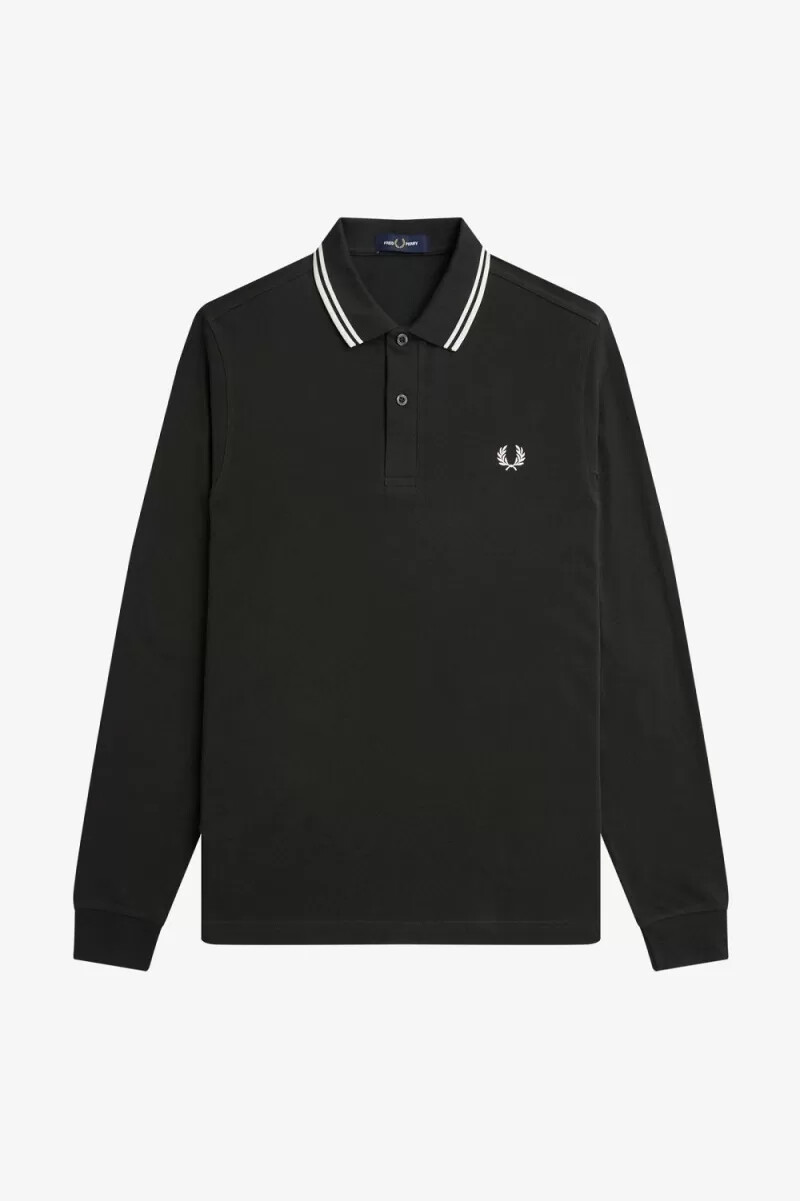 fred perry m3636 camicia da uomo verde notte bianco neve