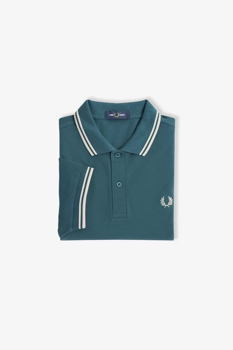 fred perry m3600 camicia da uomo blu petrolio e menta chiara
