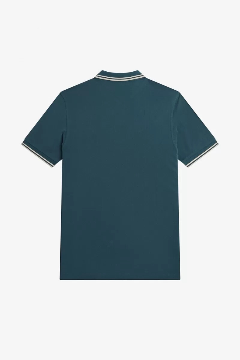fred perry m3600 camicia da uomo blu petrolio e menta chiara