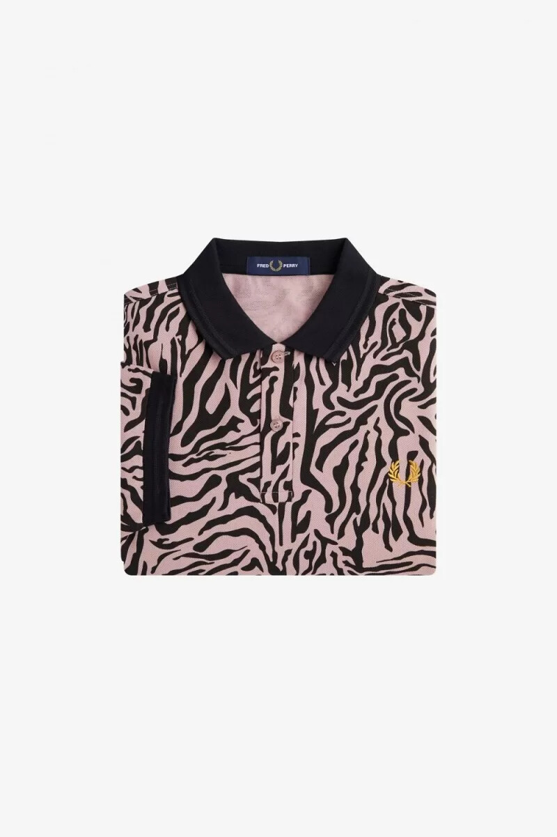 camicia da uomo fred perry con stampa zebrata rosa antico