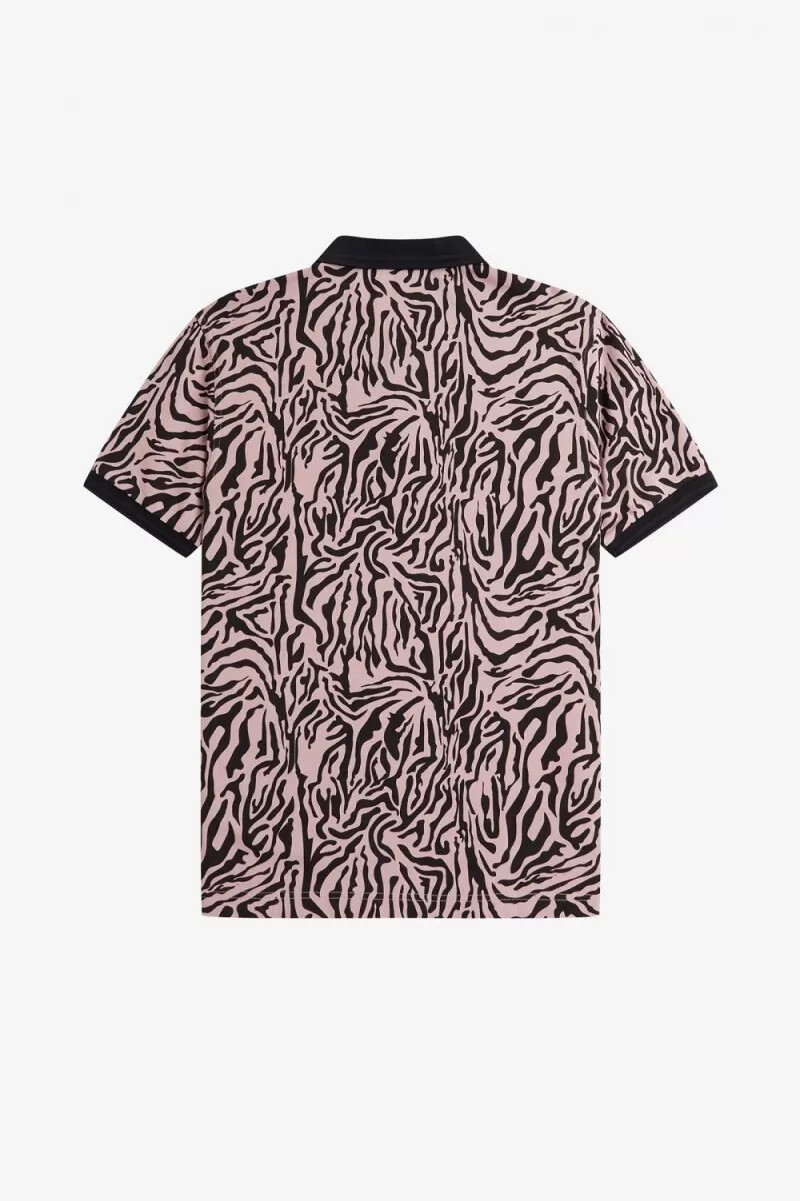 camicia da uomo fred perry con stampa zebrata rosa antico