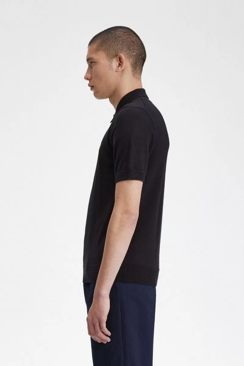 camicia da uomo in maglia classica fred perry blu navy