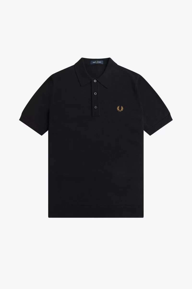 camicia da uomo in maglia classica fred perry blu navy