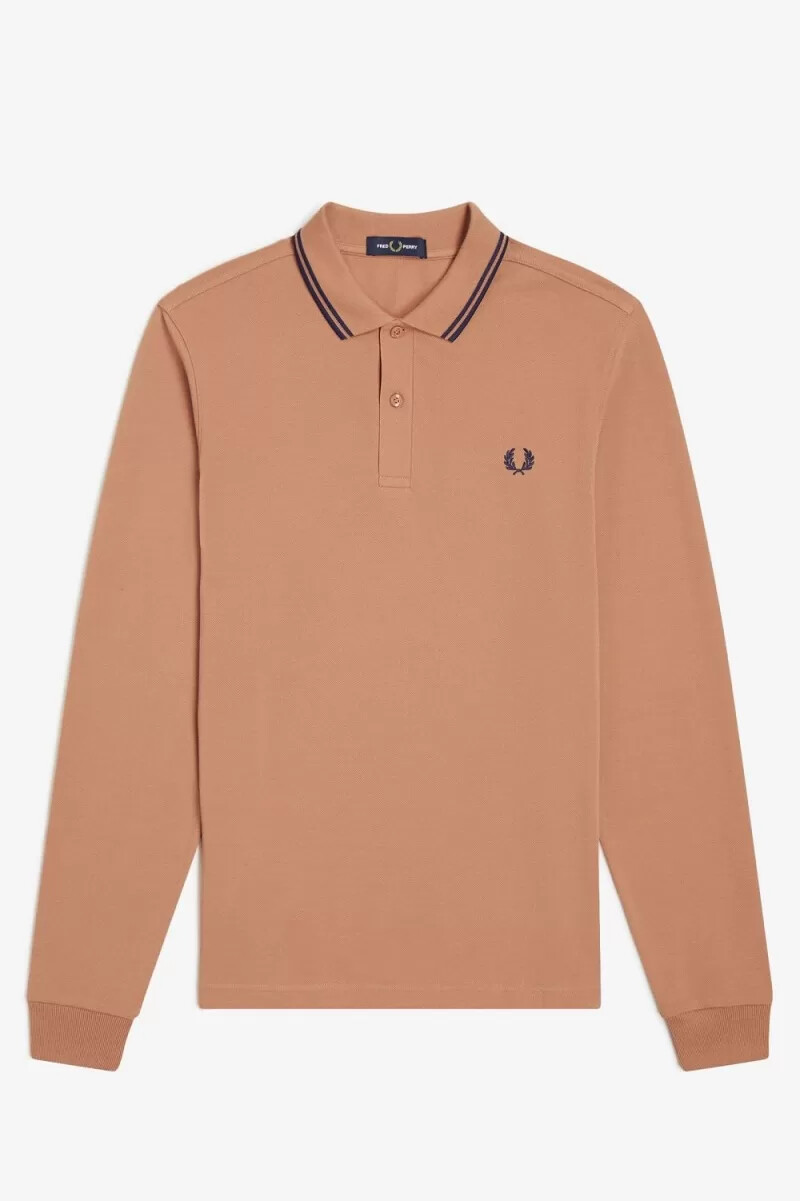 fred perry m3636 camicia da uomo ruggine chiaro blu navy francese