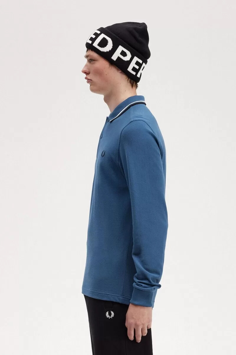 fred perry m3636 camicia da uomo blu notte bianco neve nero