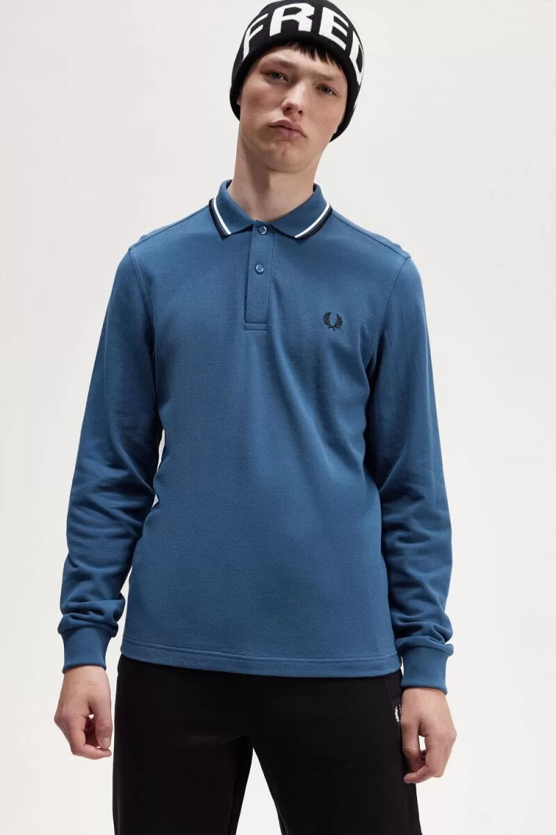 fred perry m3636 camicia da uomo blu notte bianco neve nero