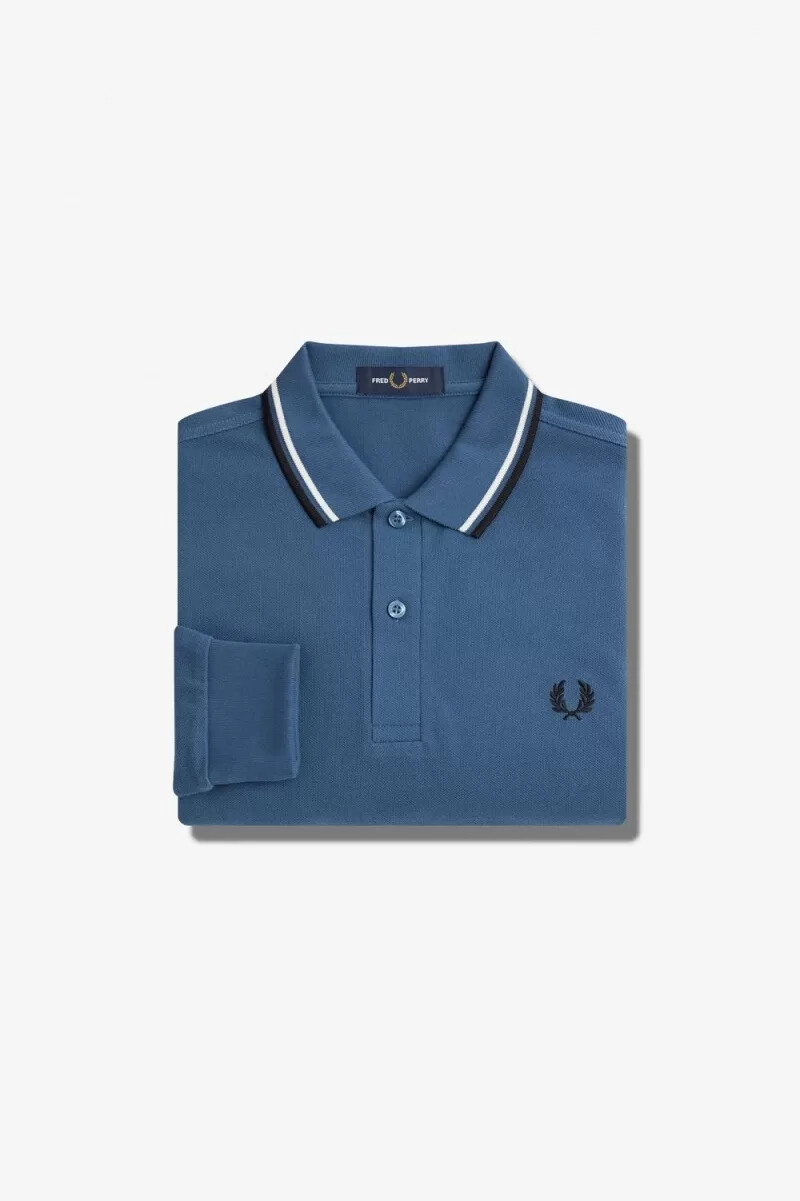 fred perry m3636 camicia da uomo blu notte bianco neve nero