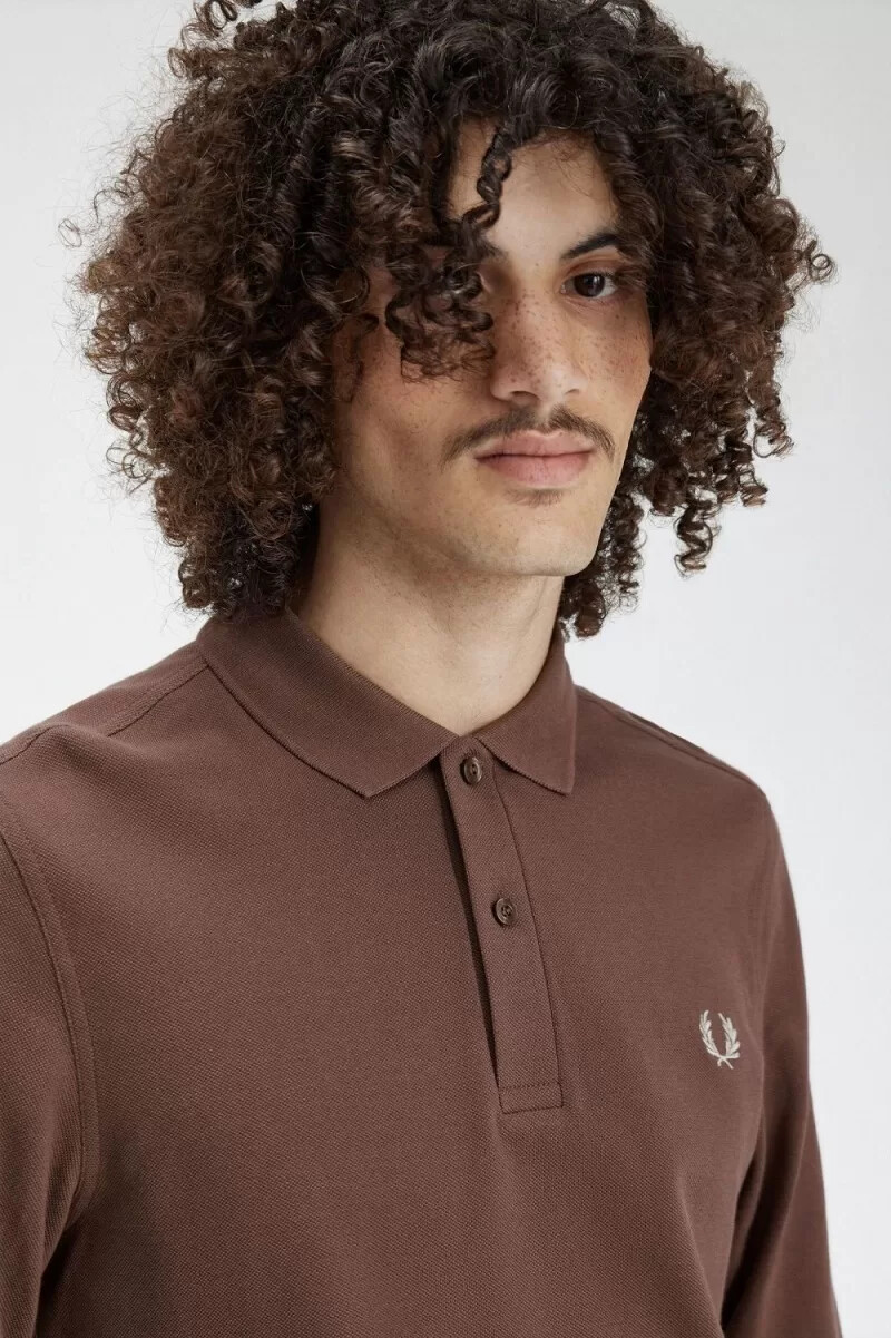 fred perry m6006 camicia da uomo rosso scuro grigio caldo